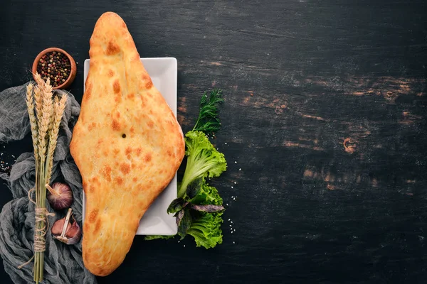 Georgian Traditional Bread Georgian Cuisine Old Wooden Background Free Space — Stock Photo, Image