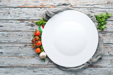 Gıda arka plan. Yemek. Eski arka plan üzerinde. Ücretsiz kopya alanı. Üstten görünüm.