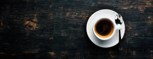 Eszpresszó Kávé Háttérrel Felülnézet Szabad Másol Hely — Stock Fotó