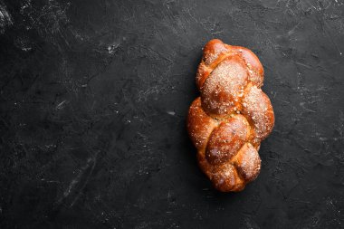 Unlu örgülü ekmek. Üst te. Metniniz için boş alan.