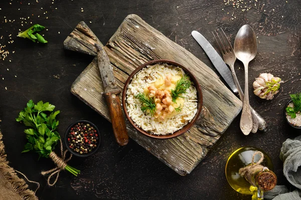 Banosh Cheese Lard Ukrainian Cuisine Top View Free Space Your — Stock Photo, Image