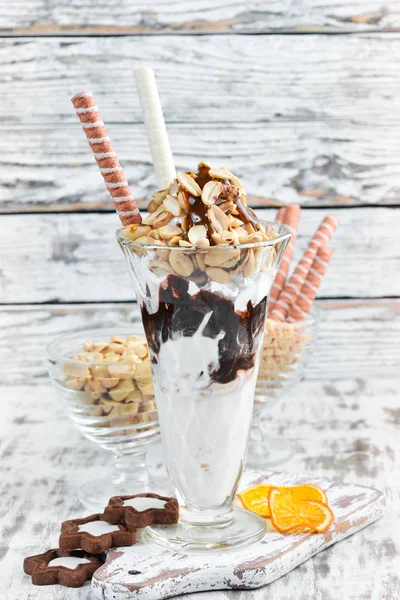 Морозиво Кавою Шоколадом Десерт Вид Зверху — стокове фото