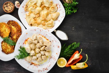 Ukrayna Geleneksel Mutfağı. Üst te. Metniniz için boş alan. Rustik stil.