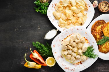 Ukrayna Geleneksel Mutfağı. Üst te. Metniniz için boş alan. Rustik stil.