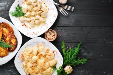 Ukrayna Geleneksel Mutfağı. Üst te. Metniniz için boş alan. Rustik stil.