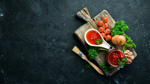 바베큐 토마토 향신료와 텍스트에 사용할 — 스톡 사진