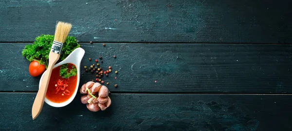 바베큐 토마토 향신료와 텍스트에 사용할 — 스톡 사진