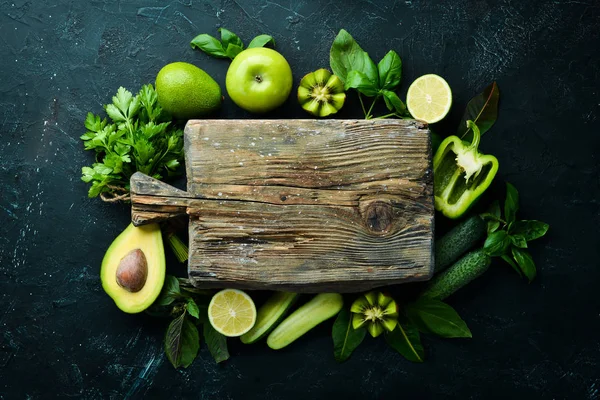 Frutas Verduras Verdes Frescas Selección Pura Fuente Proteína Vegetal Sobre — Foto de Stock