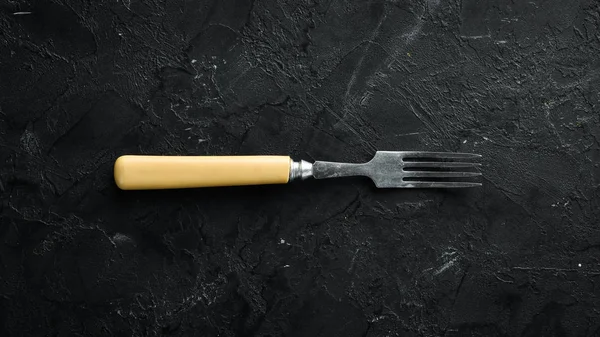 Old Fork Cutlery Vista Superior Espaço Livre Para Seu Texto — Fotografia de Stock