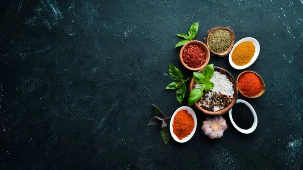 Herbes Colorées Épices Pour Cuisson Des Épices Indiennes Sur Fond — Photo