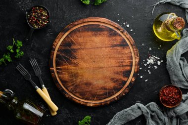 Pişirme afişi. Üst te. Ücretsiz kopyalama alanı.