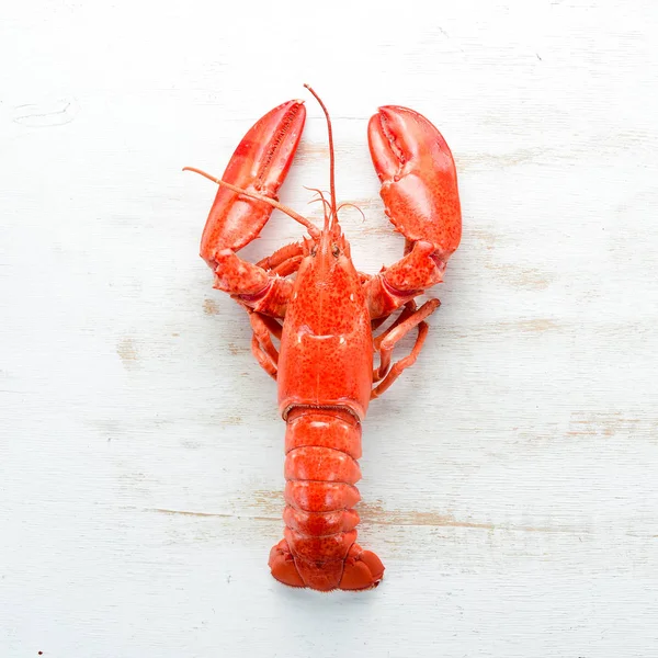 Homard Bouilli Avec Des Épices Sur Fond Blanc Vue Dessus — Photo