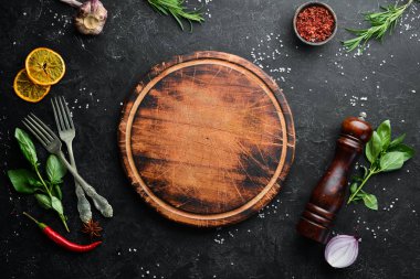 Pişirme afişi. Gıda. Üst te. Metniniz için boş alan.