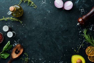 Pişirme afişi. Gıda. Üst te. Metniniz için boş alan.