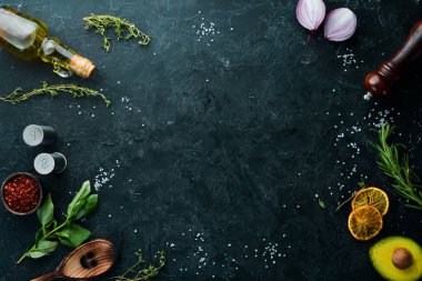 Pişirme afişi. Gıda. Üst te. Metniniz için boş alan.