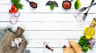 Masada yemek var. Üst Manzara. Metnin için boş yer.