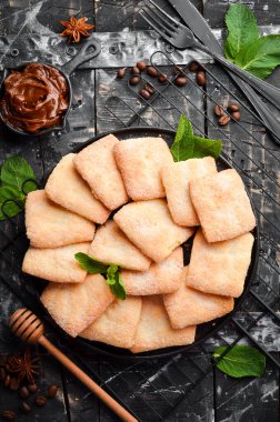 Şekerli kurabiye. Üst görünüm, ücretsiz kopyalama alanı.