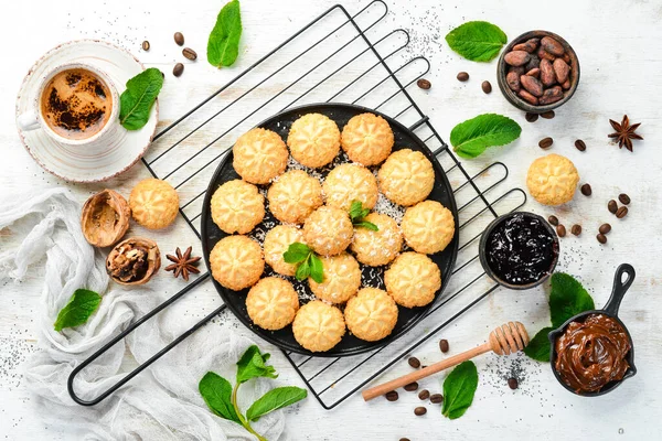 Sweet Coconut Cookies Sweets Top View Free Copy Space — Stock Photo, Image