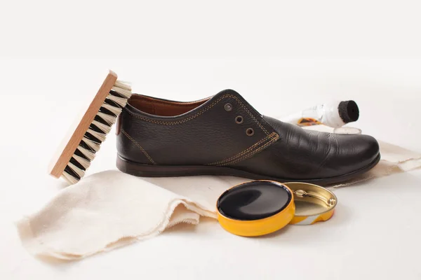 Crema Para Cuidado Zapatos Uso Materiales Ecológicos Calzado Polaco — Foto de Stock