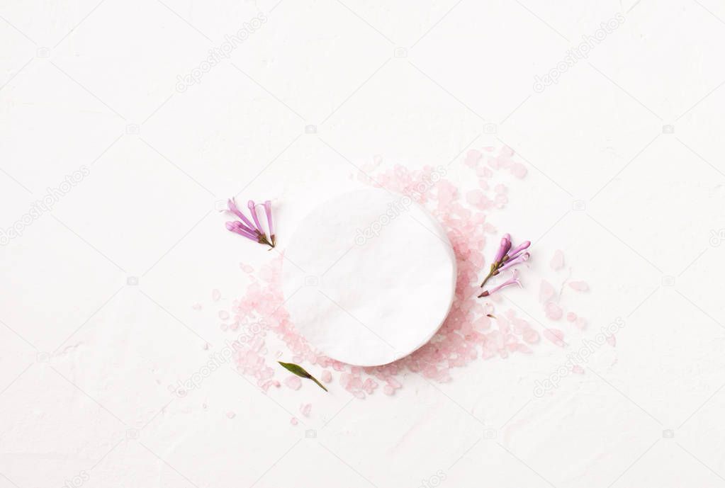 Cosmetics for Spa treatments at home on a white background. Copy space text 