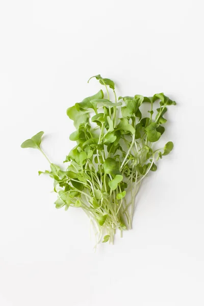 Een Stel Jonge Daikon Greens Voor Salade Een Witte Achtergrond — Stockfoto
