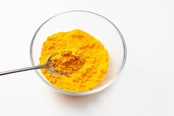 Bright Yellow Aromatic Spice Turmeric Health Beauty Close Turmeric Powder — Stock Photo, Image