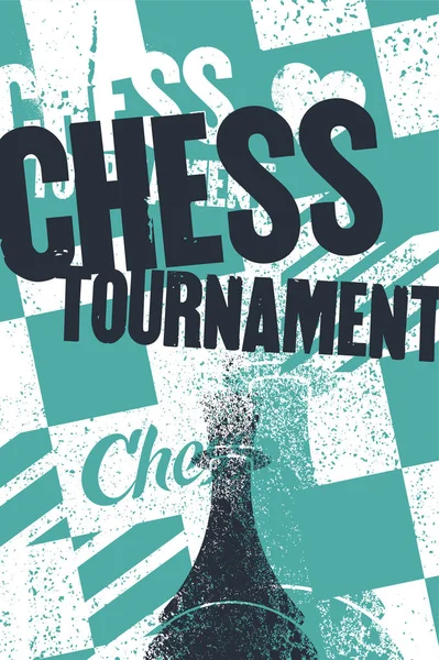 Шаховий Турнір Типографічний Вінтажний Грандж Плакат Ретро Векторні Ілюстрації — стоковий вектор