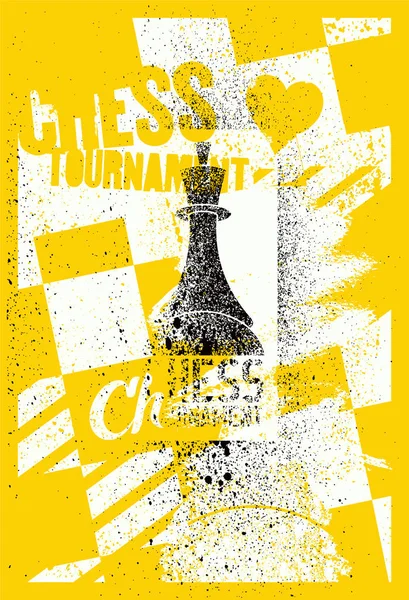 Chess Tournament Typografiska Vintage Grunge Stil Affisch Retro Vektorillustration — Stock vektor