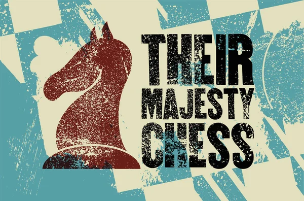 Chess Typographical Vintage Grunge Style Poster Retro Vector Illustration — Stock Vector