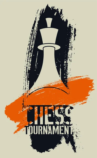 Šachový Turnaj Typografické Retro Vzorníku Grunge Styl Plakát Retro Vektorové — Stockový vektor