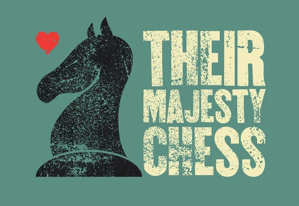 Chess Typografiska Vintage Grunge Stil Affisch Retro Vektorillustration — Stock vektor