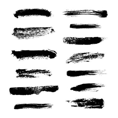 Tek renkli soyut vektör kümesi, tek renkli grunge lekeleri ve vuruşları çizer.