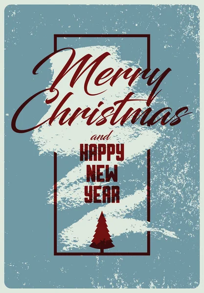 圣诞快乐 新年快乐 书法圣诞贺卡的设计 字体复古风格的格子海报 回溯矢量说明 — 图库矢量图片