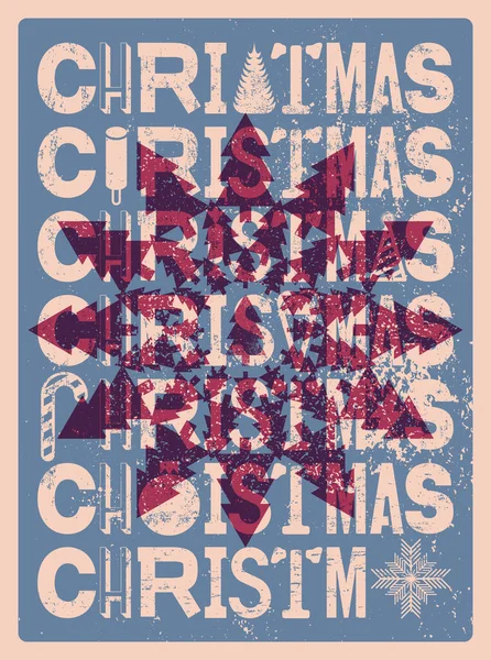 Grunge Tipográfico Estilo Vintage Tarjeta Navidad Diseño Póster Ilustración Vectores — Archivo Imágenes Vectoriales
