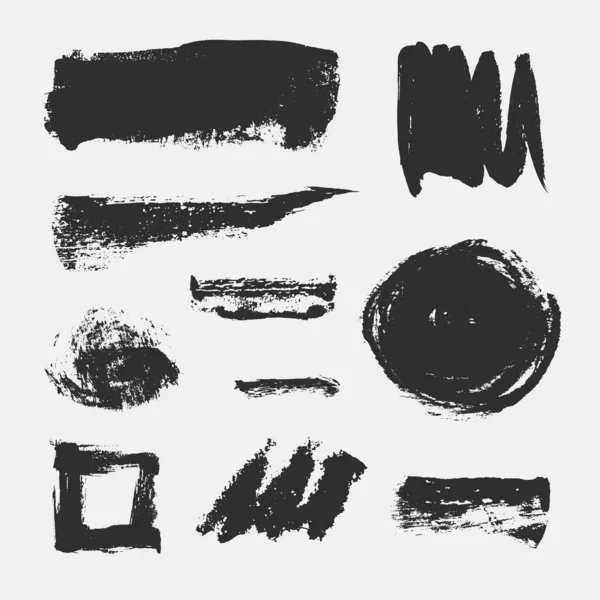 Texturas Grunge Vectoriales Abstractas Monocromáticas Conjunto Pinceladas Manchas Dibujadas Mano — Archivo Imágenes Vectoriales
