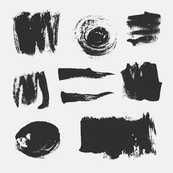 Monokróm Absztrakt Vektor Grunge Textúrák Kézzel Rajzolt Ecsetvonások Foltok — Stock Vector