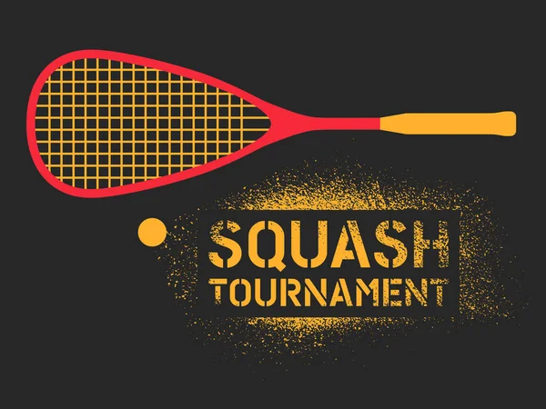 Torneo Squash Tipográfico Vintage Stencil Spray Style Poster Ilustración Vectores — Archivo Imágenes Vectoriales