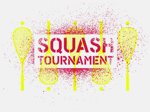 Squash Torneio Tipográfico Vintage Stencil Spray Estilo Cartaz Ilustração Vetorial — Vetor de Stock