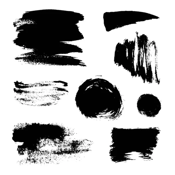 Monochrome Abstract Vector Grunge Textures Set Hand Drawn Paint Brush — Stock Vector