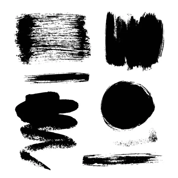 Monochromatické Abstraktní Vektorové Grunge Textury Sada Ručně Kreslených Tahů Štětcem — Stockový vektor