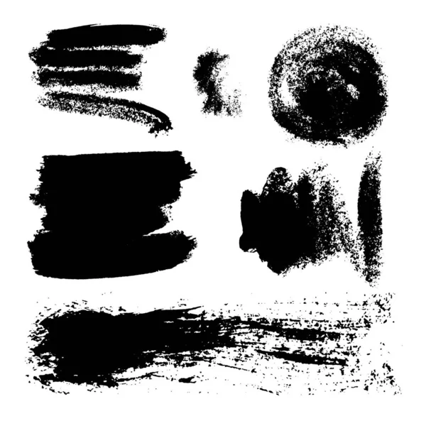 Monochroom Abstracte Vector Grunge Texturen Set Handgetekende Verfpenseelstreken Vlekken — Stockvector