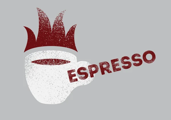 Sıcak Espresso Kahve Baskı Efektli Tipografik Vintage Tarzı Grunge Poster — Stok Vektör