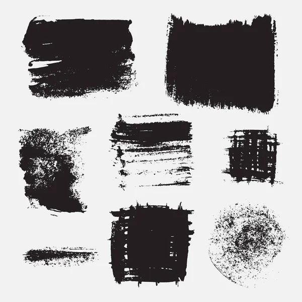 Monochromatyczne Abstrakcyjne Wektorowe Tekstury Grunge Zestaw Ręcznie Malowanych Pociągnięć Pędzlem — Wektor stockowy