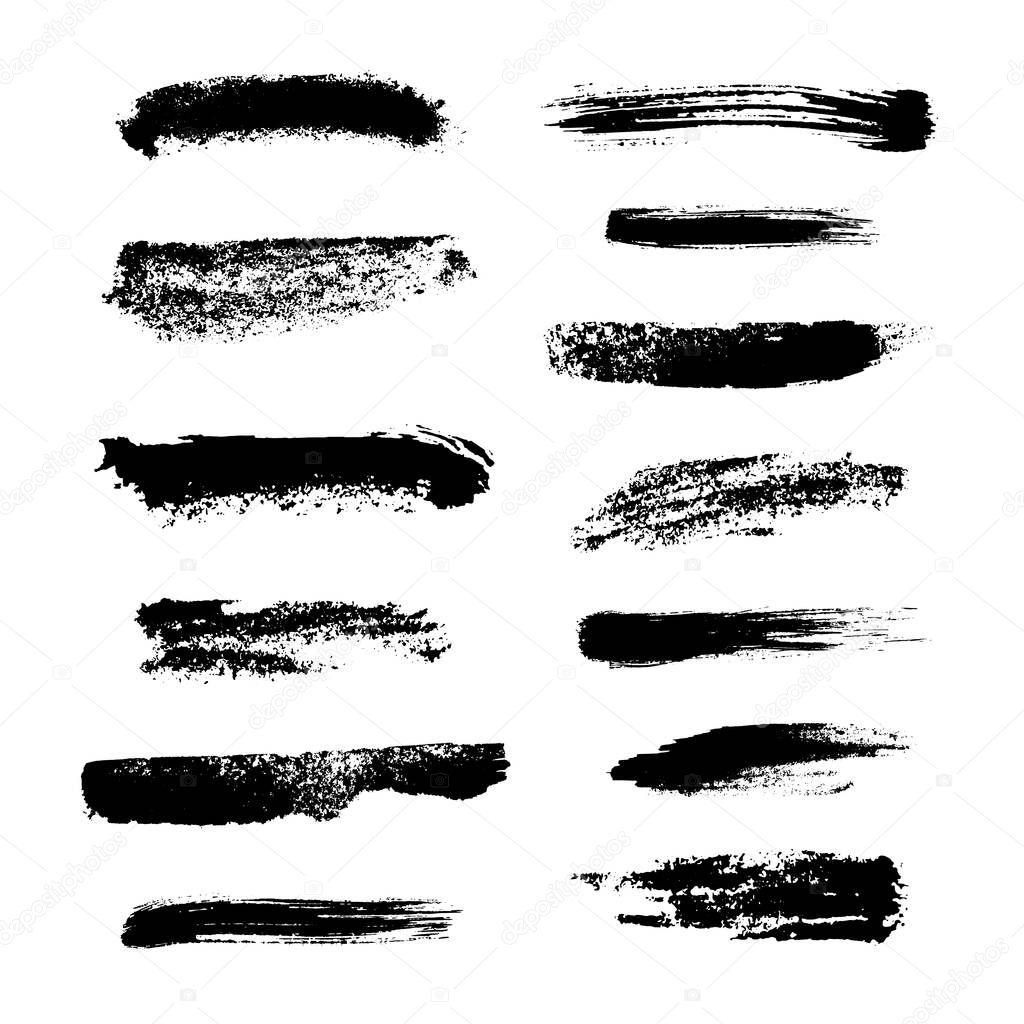 Monochrome abstract vector set of hand drawn monochrome grunge smears and strokes.