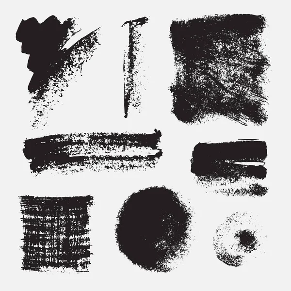 Monochrome Abstract Vector Grunge Textures Set Hand Drawn Paint Brush — Stock Vector