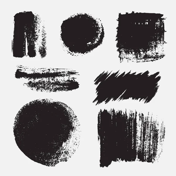 Monochrome Abstract Vector Grunge Textures Set Hand Drawn Paint Brush — Stock Vector