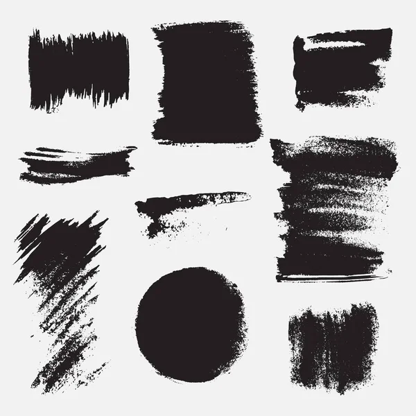 Monochroom Abstracte Vector Grunge Texturen Set Handgetekende Verfpenseelstreken Vlekken — Stockvector