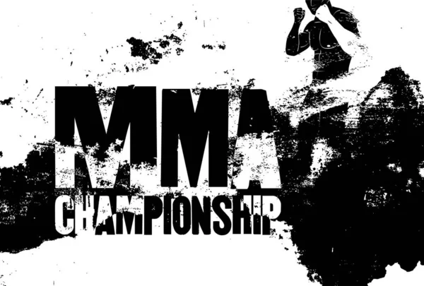 Mma Championship Typographical Vintage Grunge Style Poster Hand Drawn Silhouette — Stock Vector