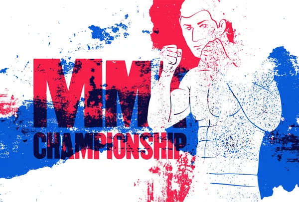 Affiche Style Grunge Vintage Typographique Mma Championship Avec Silhouette Dessinée — Image vectorielle