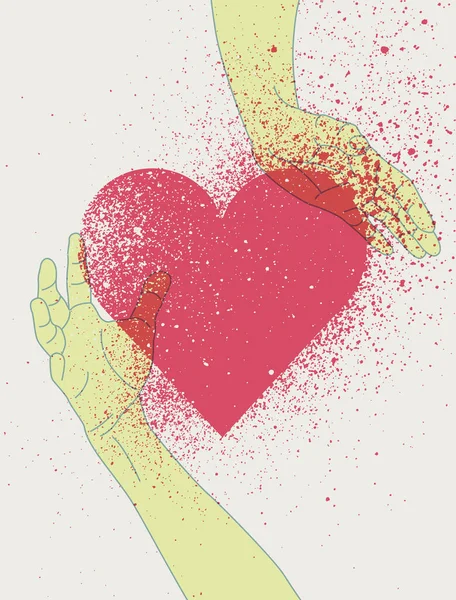 Valentinstag Grußkarte Vorhanden Herzsymbol Typografisches Vintage Spray Grunge Poster Mit — Stockvektor